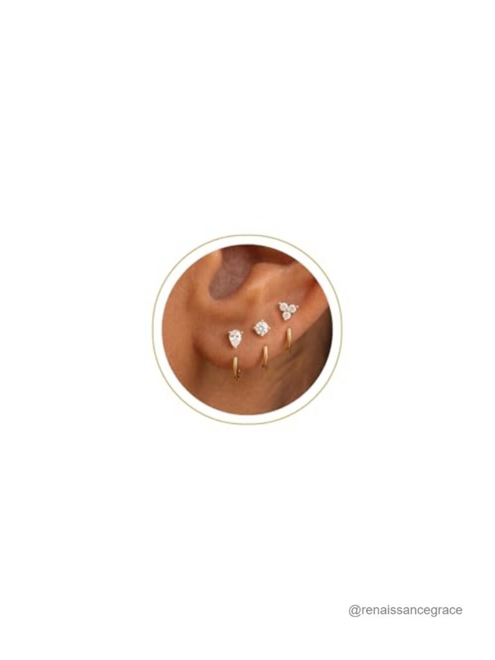 3 Pairs Backless Half Hoop Earrings 14K Gold Plated Brass for Women
